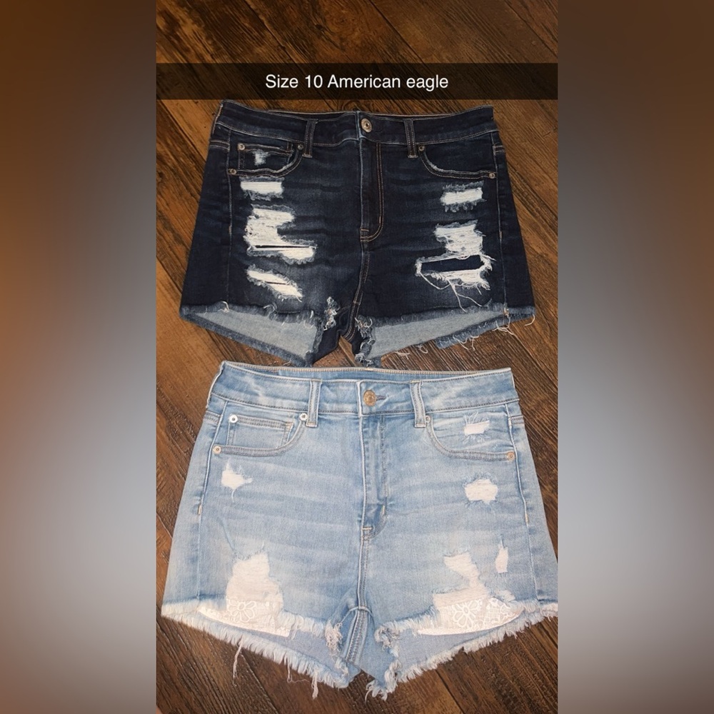 American Eagle Outfitters Dark and Light Blue Jean Shorts